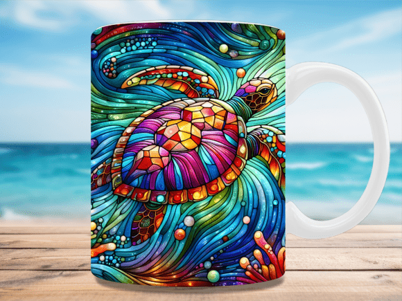 Download Colorful Stained Glass Sea Turtle Mug - Sea turtle Collection