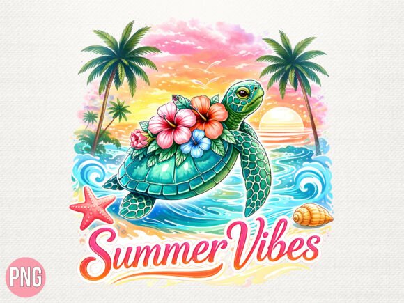 Download Summer Vibes Sea Turtle Sublimation PNG - Sea turtle Collection
