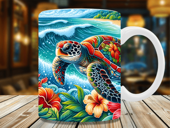 Download Tropical Hibiscus Beach Sea Turtle Mug - Sea turtle Collection