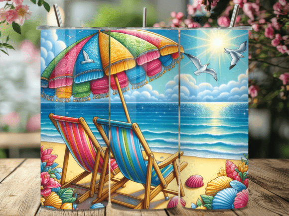 Download Tropical Beach Chairs Summer Tumbler PNG - Summer tumbler png Collection