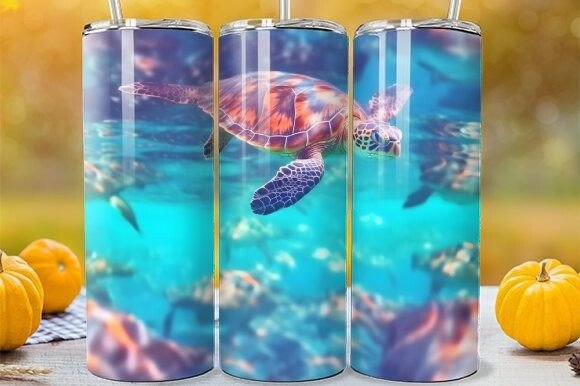 Download Sea Turtle Swimming Tumbler Wrap - Sea turtle Collection