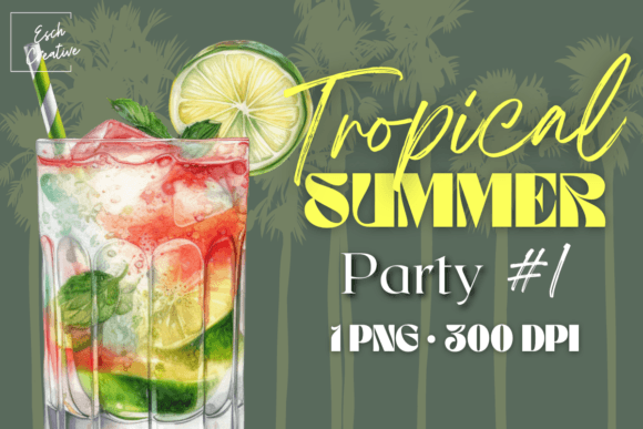 Download Tropical Summer Party Drink Watercolor - Summer party Collection