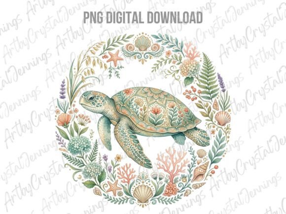 Download Folk Art Sea Turtle Watercolor PNG - Sea turtle Collection