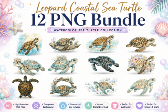 Download Leopard Coastal Sea Turtle PNG Bundle - Sea turtle png Collection