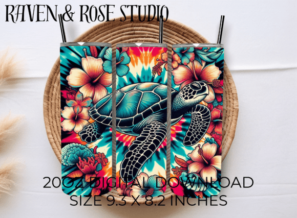 Download Tie-Dye Sea Turtle Tumbler Wrap PNG - Sea turtle Collection