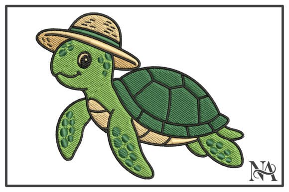 Download Sea Turtle with Straw Hat Embroidery - Sea turtle Collection