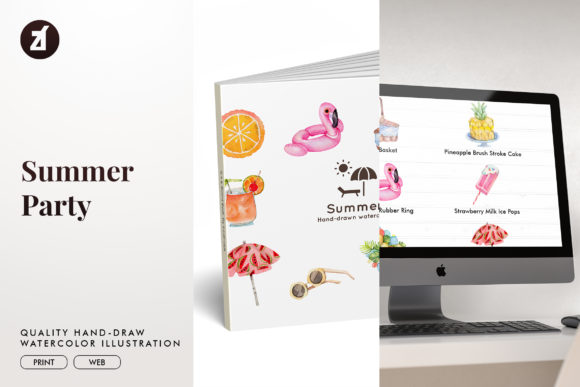 Download Summer Party Watercolor Illustration - Summer party Collection