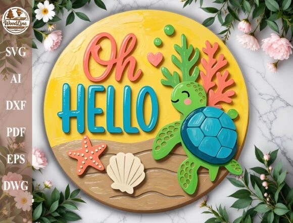 Download Sea Turtle Door Hanger Laser Cut File - Sea turtle Collection