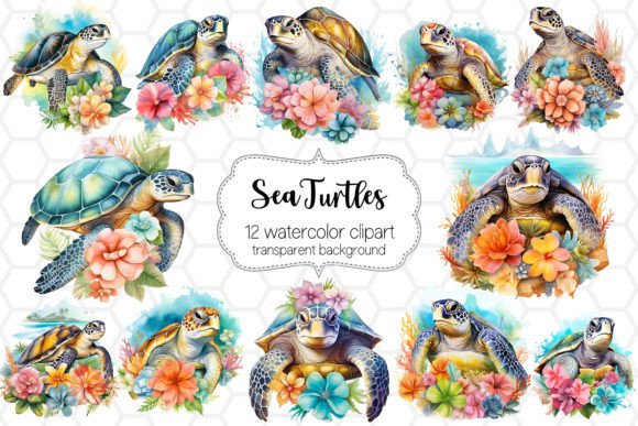 Download Watercolor Sea Turtle Clipart PNG Bundle - Sea turtle Collection