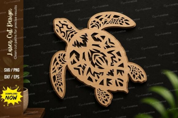 Download Sea Turtle Mandala Laser Cut SVG Design - Sea turtle Collection