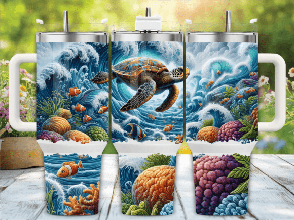 Download Sea Turtle Ocean Reef 40oz Tumbler Wrap - Sea turtle Collection