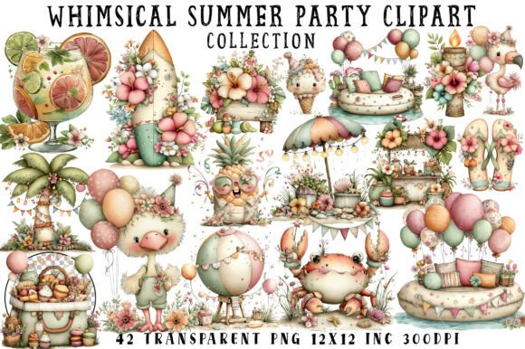 Download Whimsical Summer Party Clipart - Summer party Collection
