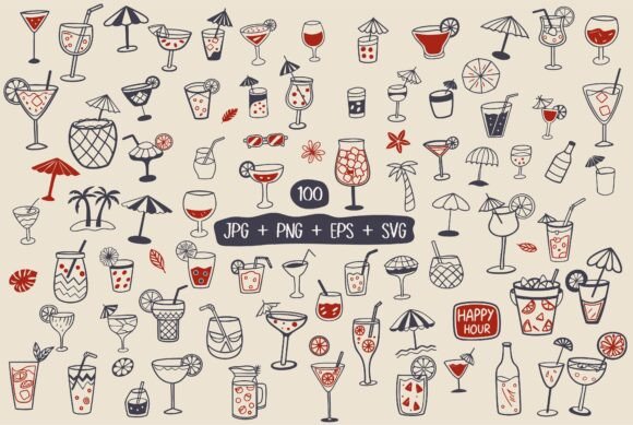 Download Hand Drawn Cocktail Summer Party SVG - Summer party Collection