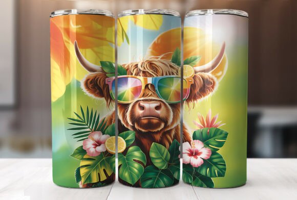 Download Highland Cow Tropical Summer Tumbler PNG - Summer tumbler png Collection