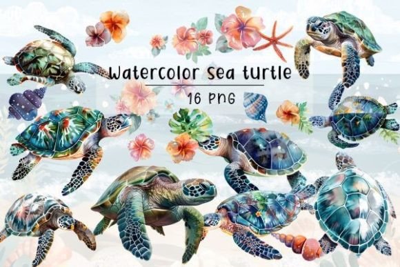 Download Watercolor Sea Turtle Clipart, - Sea turtle Collection