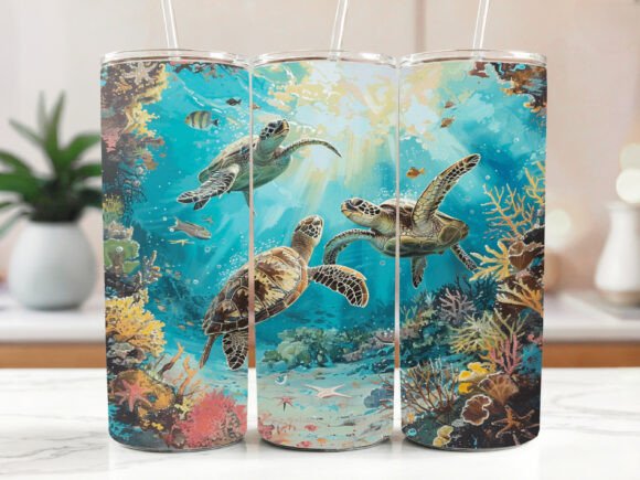 Download Cute Sea Turtle Tumbler Wrap 20 Oz - Sea turtle Collection