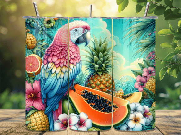 Download Tropical Parrot Fruit Summer Tumbler PNG - Summer tumbler png Collection